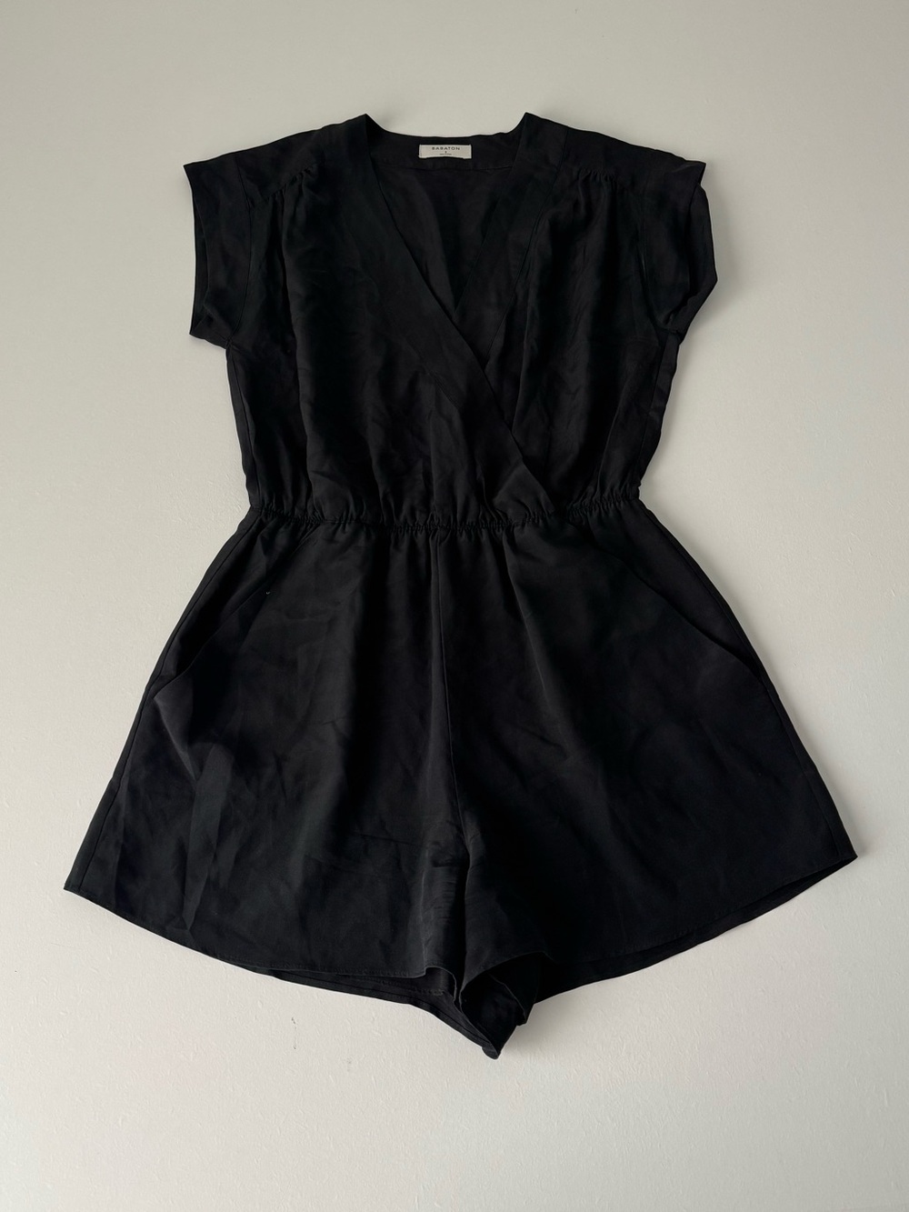Babaton 100% Silk Romper Black